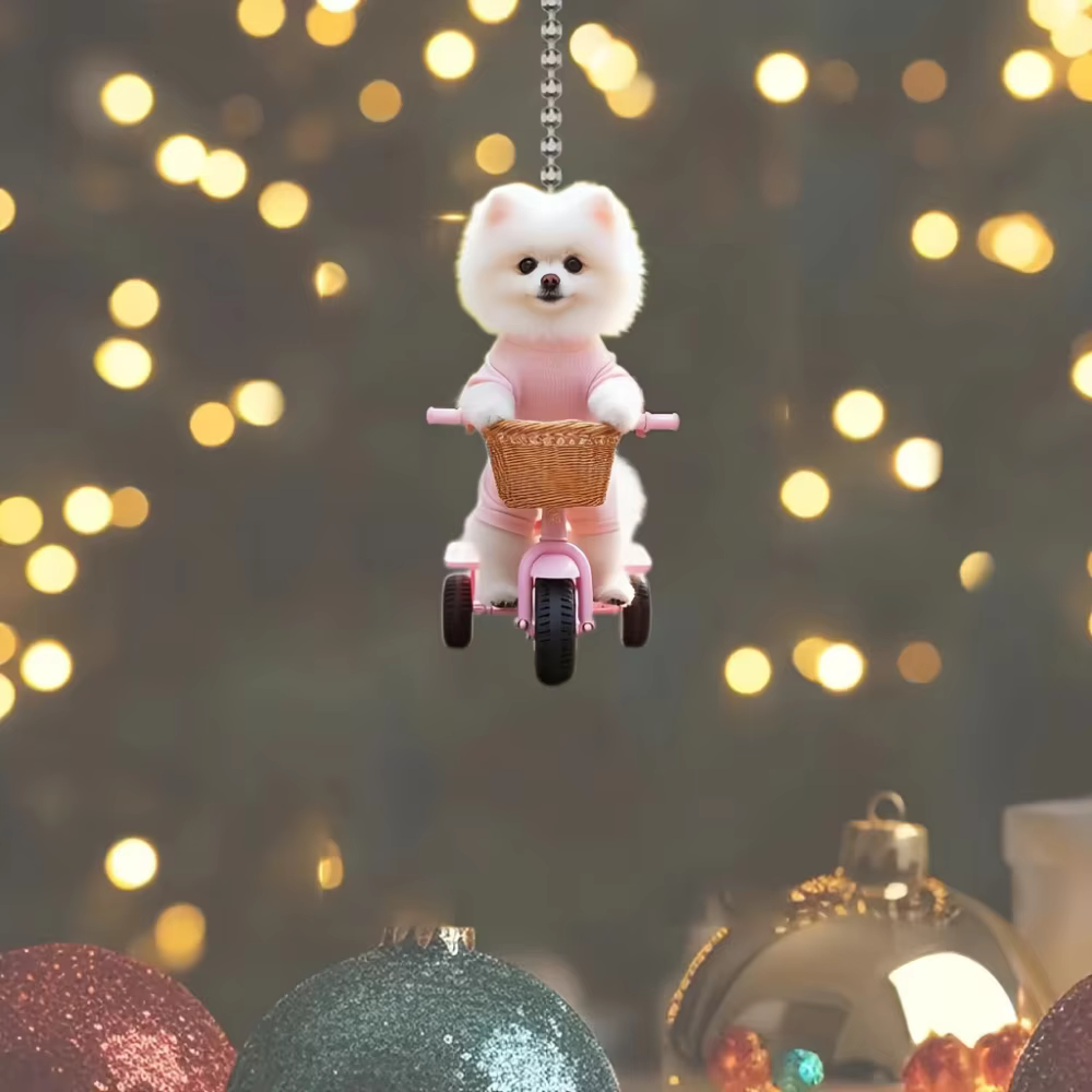 Pendentif en acrylique pour chiot mignon, breloque polyvalente, chien blanc, porte-clés de vélo pour miroir de voiture, sacs à dos, maison, fête Festive, cadeau, décoration