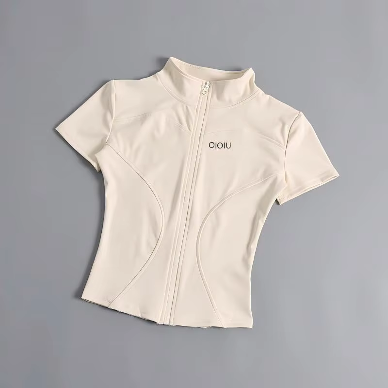 OLOIU Veste de yoga à manches courtes avec col élastique