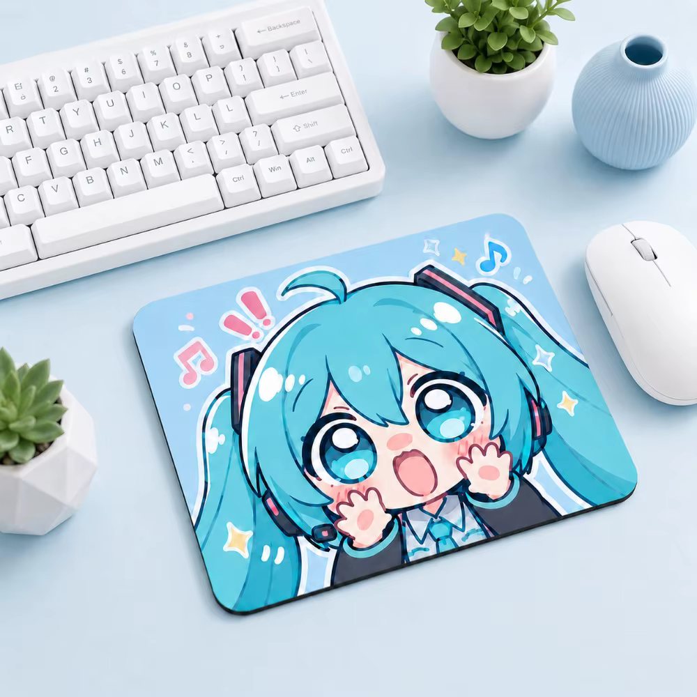 Tapis de souris Hatsune Miku, base en caoutchouc antidérapante, surface en tissu doux, tapis de bureau anime pour bureau/maison/PC