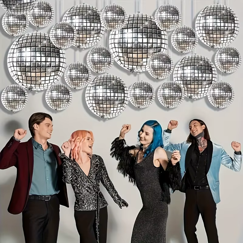 Les ballons disco argentés conviennent aux fêtes d'anniversaire, aux anniversaires, aux événements temontés des années 70 et 80, aux cocktails et danses