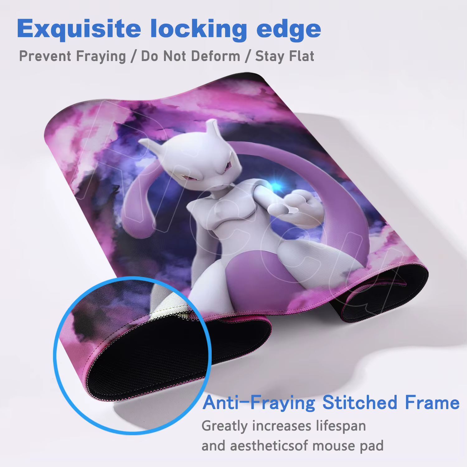 Tapis de souris P-pokemon Mewtwo, accessoires de jeu de dessin animé, PC Gamer, 900x400mm, tapis de bureau pour ordinateur, clavier d'ordinateur portable, tapis de souris