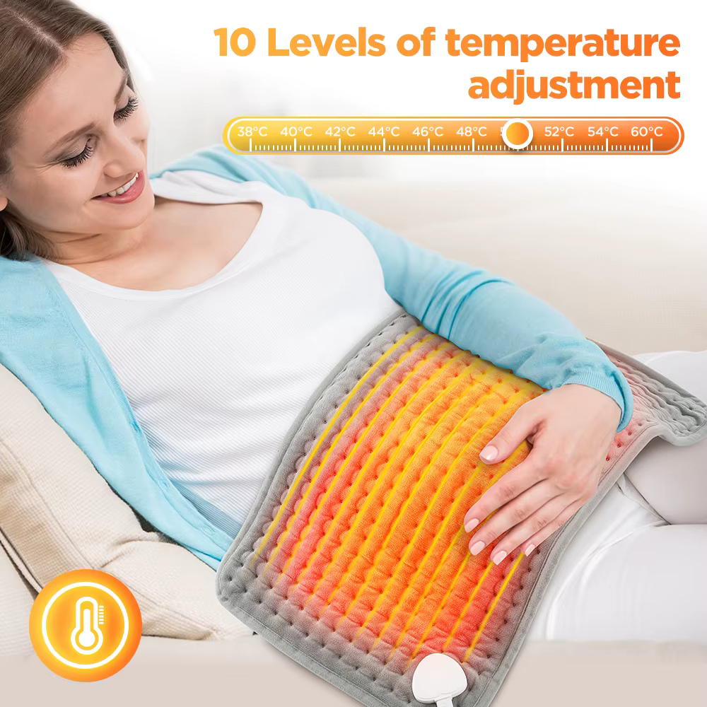 Coussin chauffant 60x30CM, 10 niveaux de température constante, 4 Modes de synchronisation, couverture chaude pour garder les jambes, l'abdomen et les mains, tapis thermique chauffant