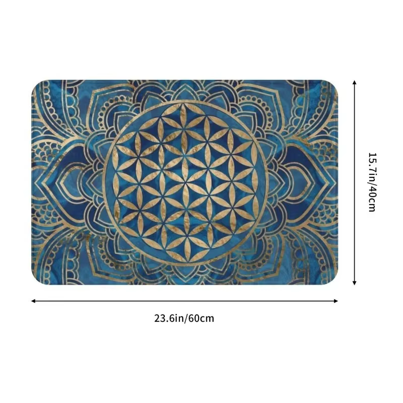 Paillasson d'entrée avec fleur de vie en Lotus, Mandala, géométrie sacrée, méditation, tapis de salle de bain antidérapant, tapis de sol pour chambre