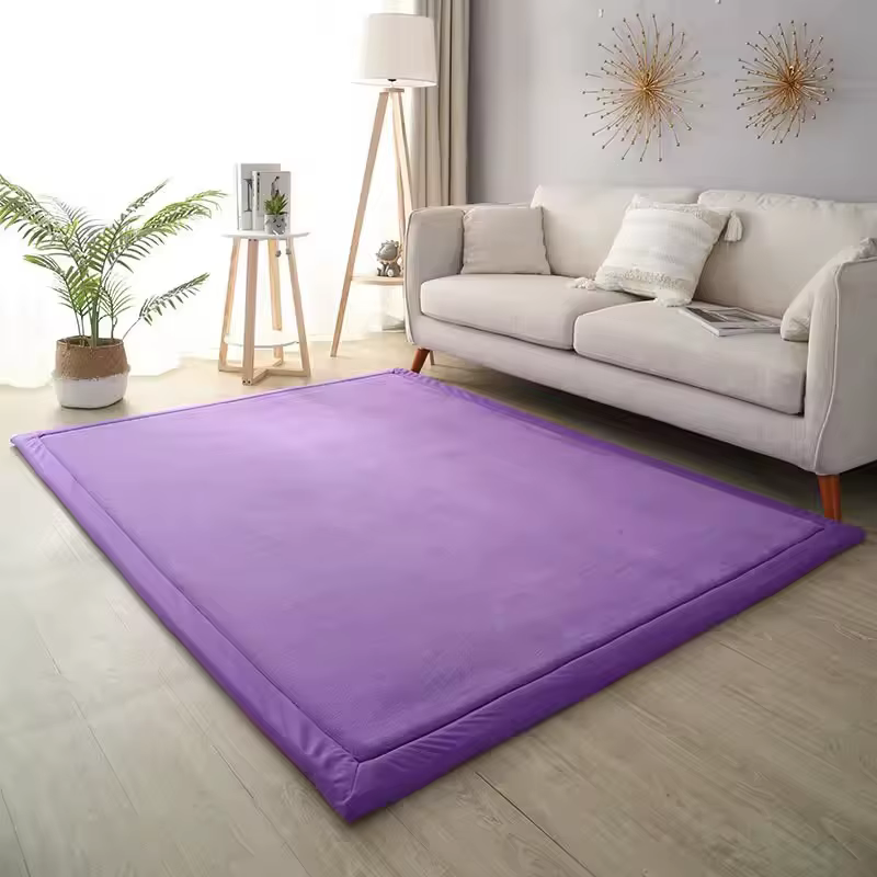 Tapis rectangulaire épais de couleur unie pour salon