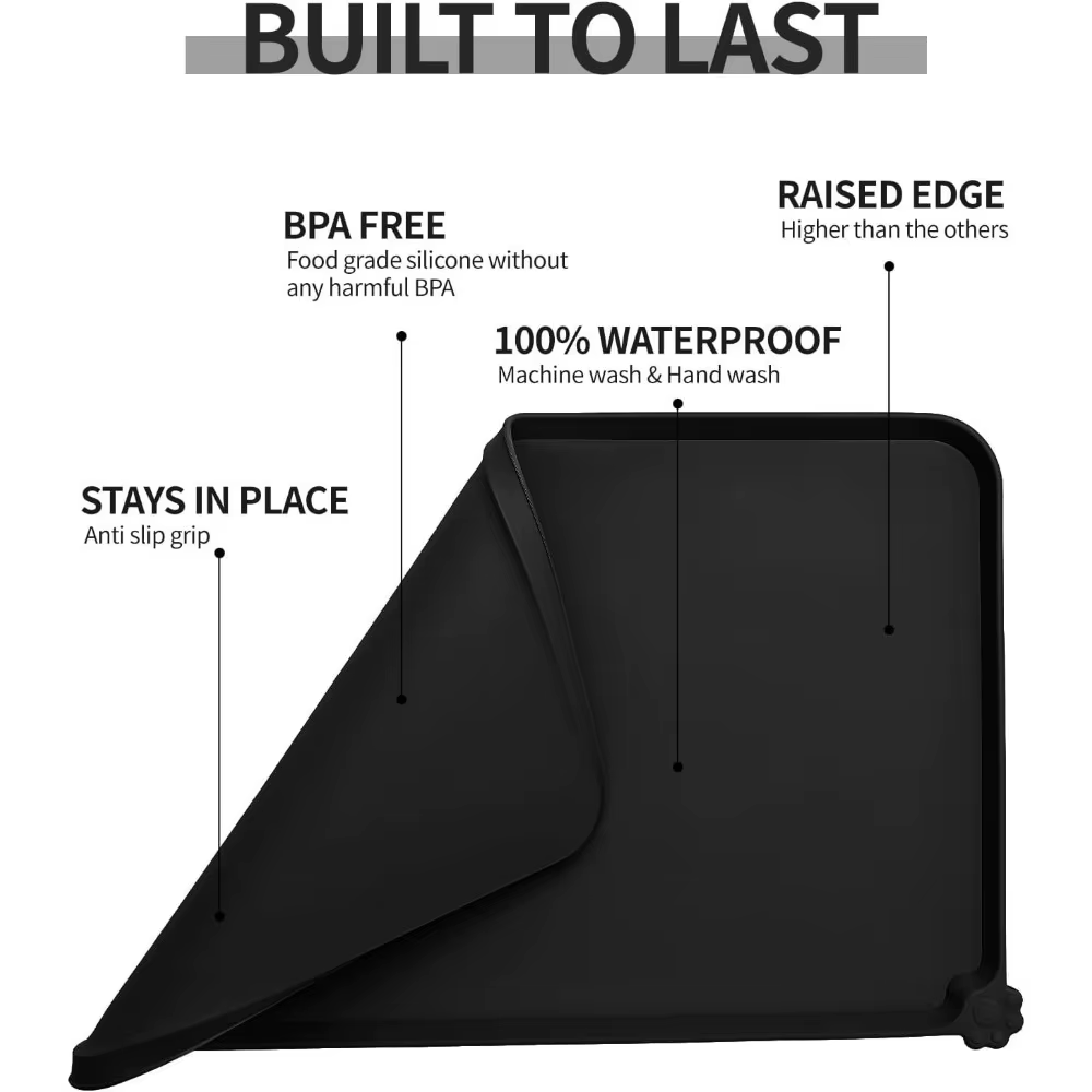 Tapis d'alimentation imperméable pour animaux de compagnie avec bords surélevés élevés, bol d'eau pour chien et chat avec sans BPA, tapis alimentaires en Silicone de qualité alimentaire pour chiens et