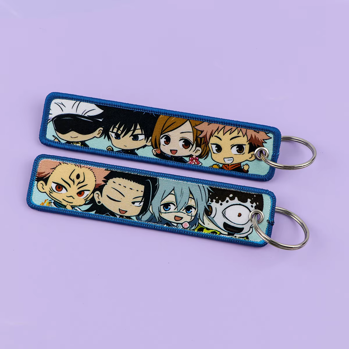 Porte-clés brodés Anime, étiquettes de clés Manga, porte-clés pour femmes et hommes, porte-clés de voiture, accessoires de cosplay, cadeau pour fans Chaveiro