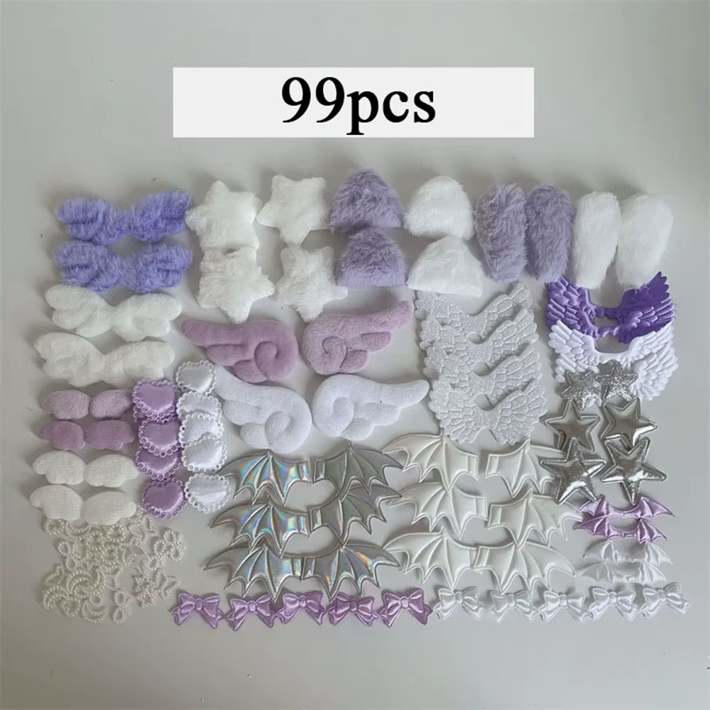 Ensemble d'accessoires colorés de 99 pièces en dentelle rose, pour la création de ventilateurs manuels DIY, matériel pour emballages décoratifs et décoration de cartes