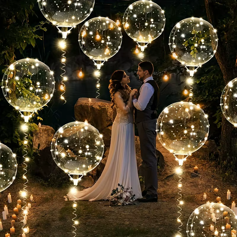 LED coloré 10 ensembles de ballons à bulles LED colorées, ballons à hélium pour le nouvel an, l'anniversaire, le mariage et la fête