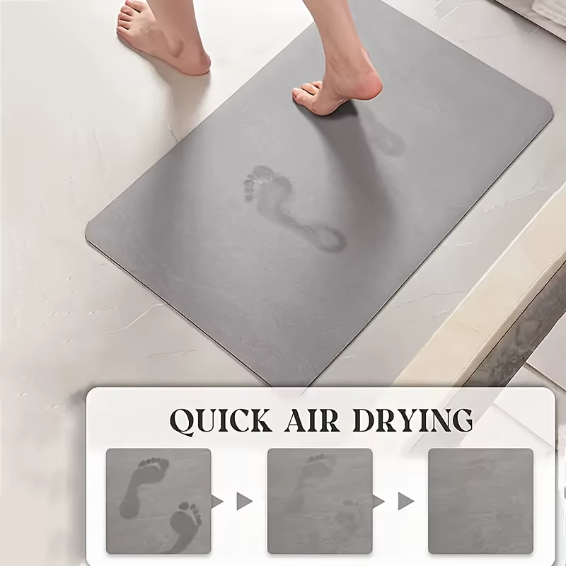 Tapis de bain minimaliste carré absorbant en terre de diatomée, antidérapant, pour toilettes et entrée