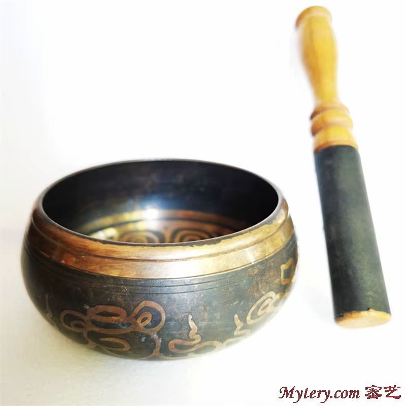 Instruments de musique de méditation de guérison de Yoga bol chantant tibétain cinq bouddhes en laiton 10cm 14cm 17cm