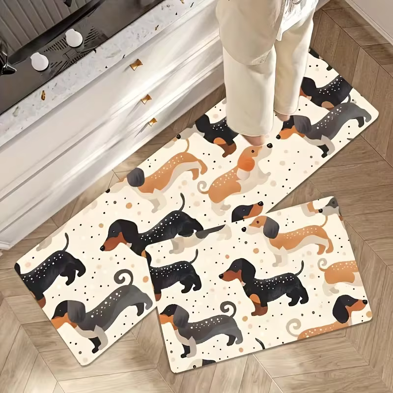 Tapis de porte mignon motif chien teckel de dessin animé, tapis de couloir, tapis de salon, tapis de cuisine, tapis de chambre, paillasson d'intérieur, décoration d'entrée