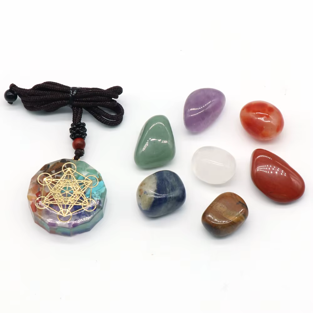 Ensemble de Chakras en pierre de cristal