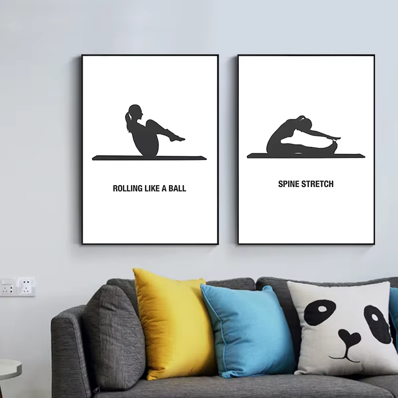 Art mural Simple Pilates noir et blanc