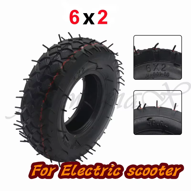 Jante de pneu 6x2, roue pneumatique intérieure et extérieure de 6 pouces, adaptée au Scooter électrique à moyeu en alliage de pneu de 6 pouces