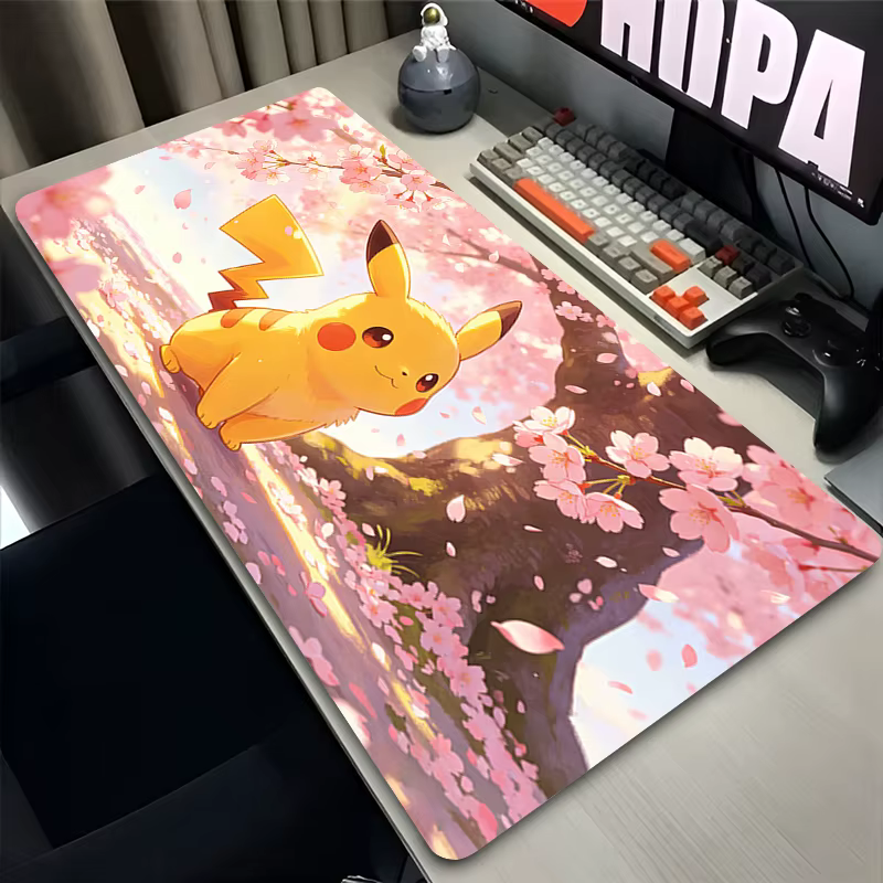 Tapis de souris Pokemon pour ordinateur, rose pastel, sakura Pikachu, tapis de clavier pour Gamer, pliable, Portable, antidérapant, pour jeu