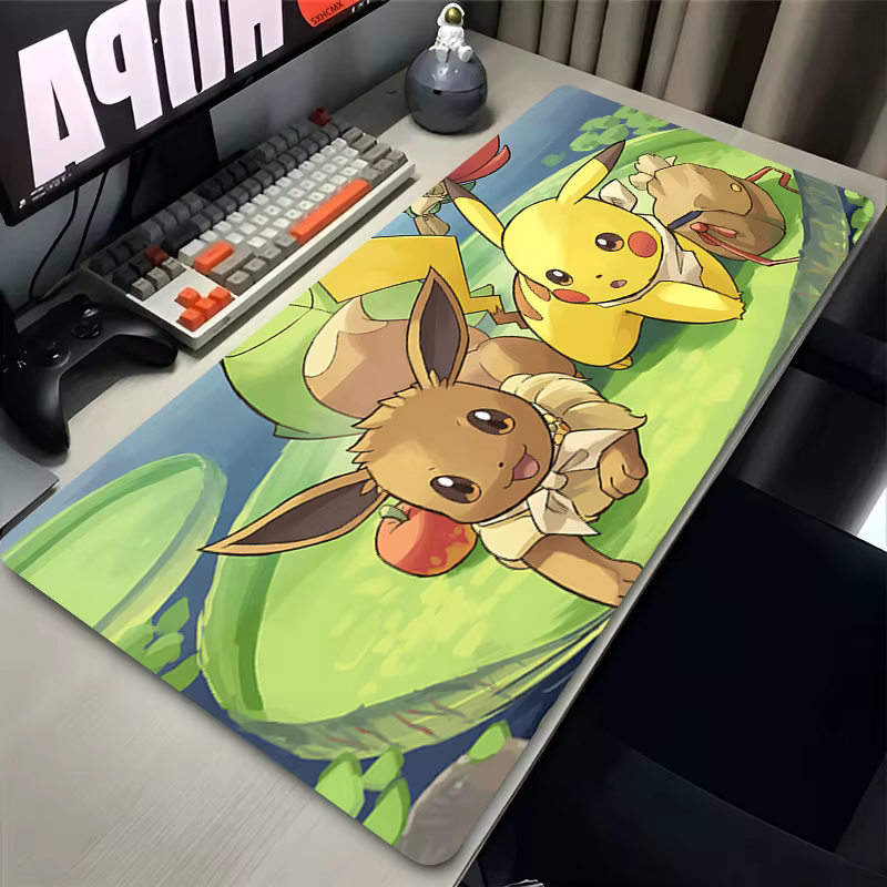 Grand tapis de souris P-Pokémon, accessoires de jeu PC, tapis de souris en caoutchouc, tapis de bureau, bord verrouillable, tapis de souris P-Pikachu