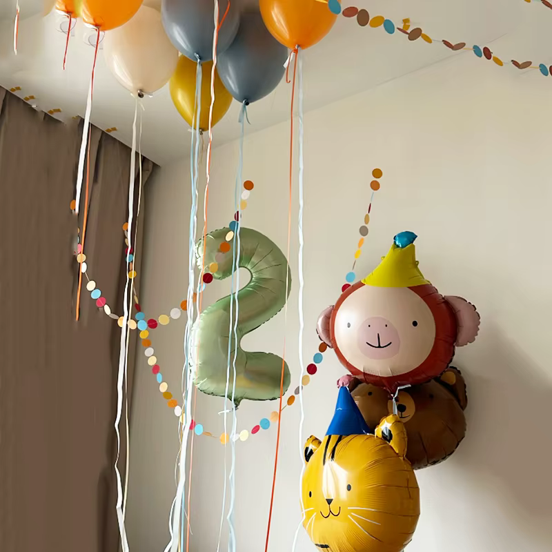 Mélange de ballons en Film d'aluminium, 4 pièces, tête d'animal, joli singe, chat, Lion, ours, anniversaire pour enfants, accessoire de photographie, cadeaux de fête