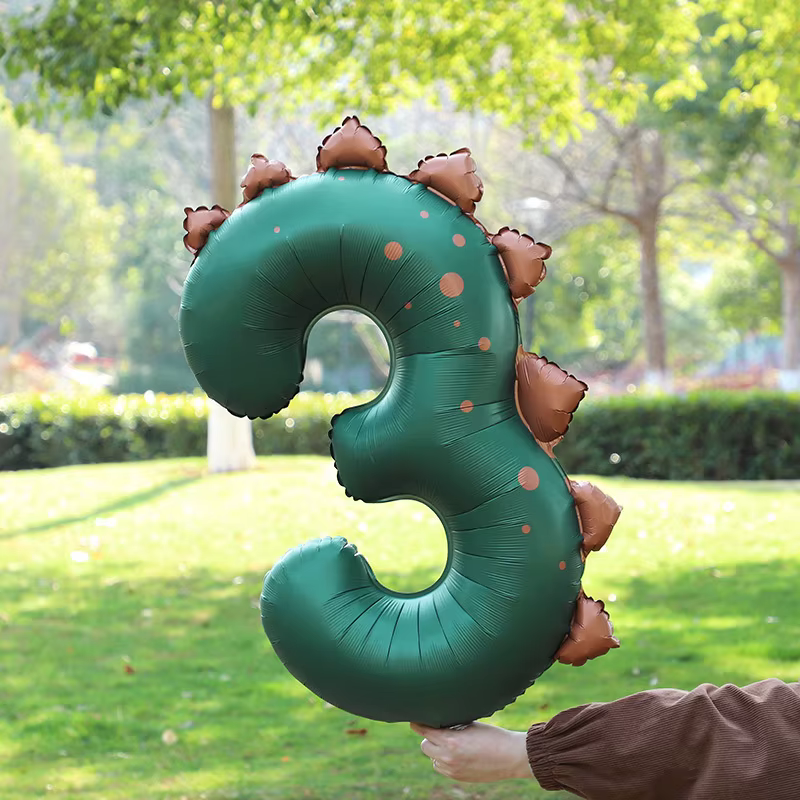 Ballons numériques dinosaures de 40 pouces, ballons numériques en aluminium recouvert d'hélium avec cornes de dinosaure, décorations pour le premier anniversaire