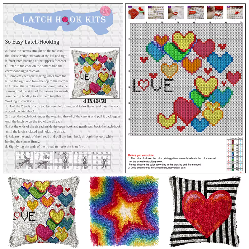 Tapisserie phare de mer crochet de loquet kits de tapis avec toile imprimée