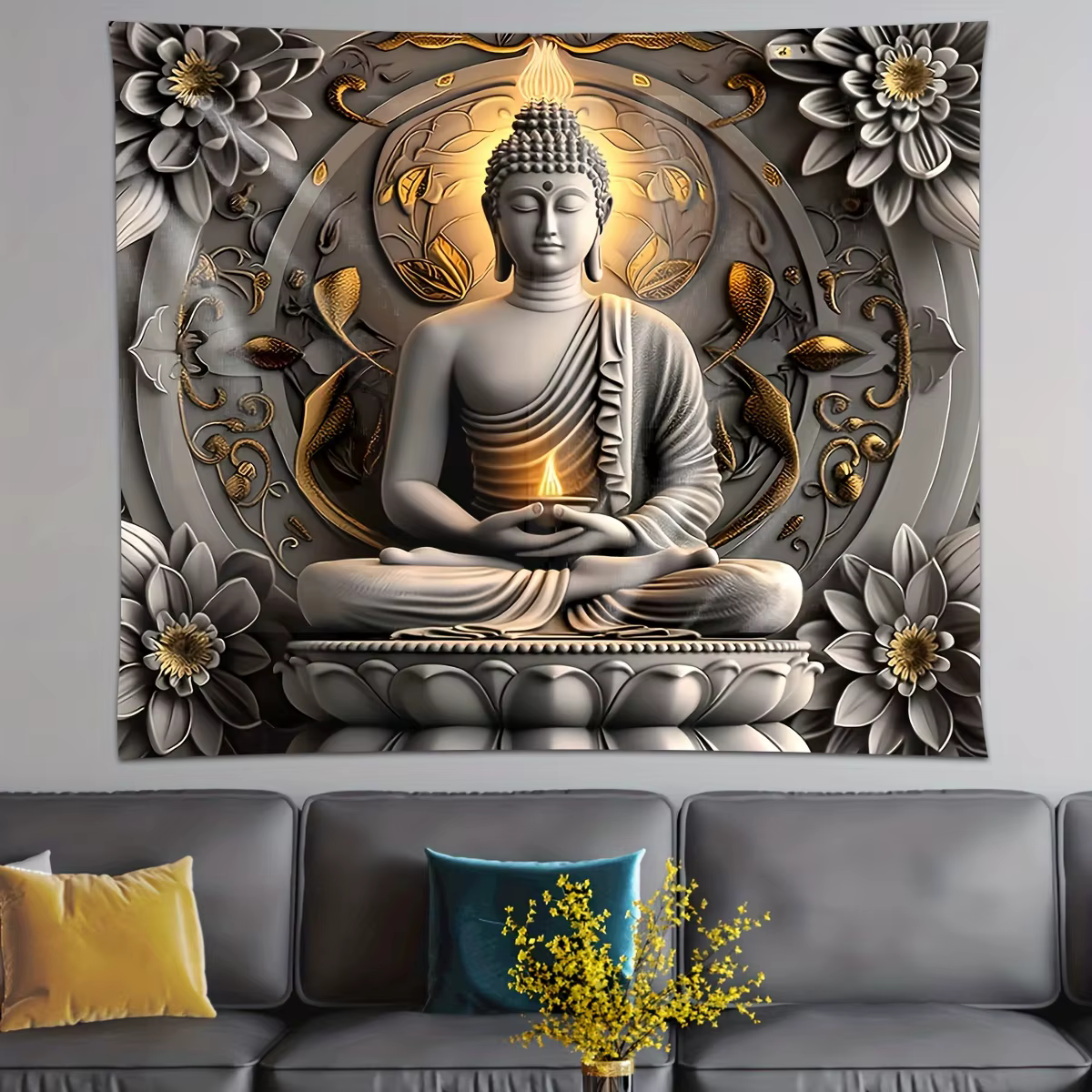 VIKAMA bouddhisme méditation Lotus tapisserie Orientale Zen