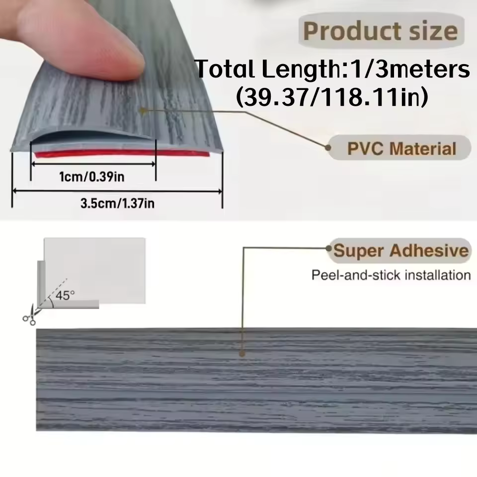 1 pièce 1/3 mètre Bande de finition de tapis en PVC