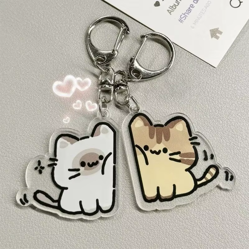 Porte-clés en peluche chat mignon, accessoire pour couple, pendentif de sac à dos, cadeau pour amis et amoureux