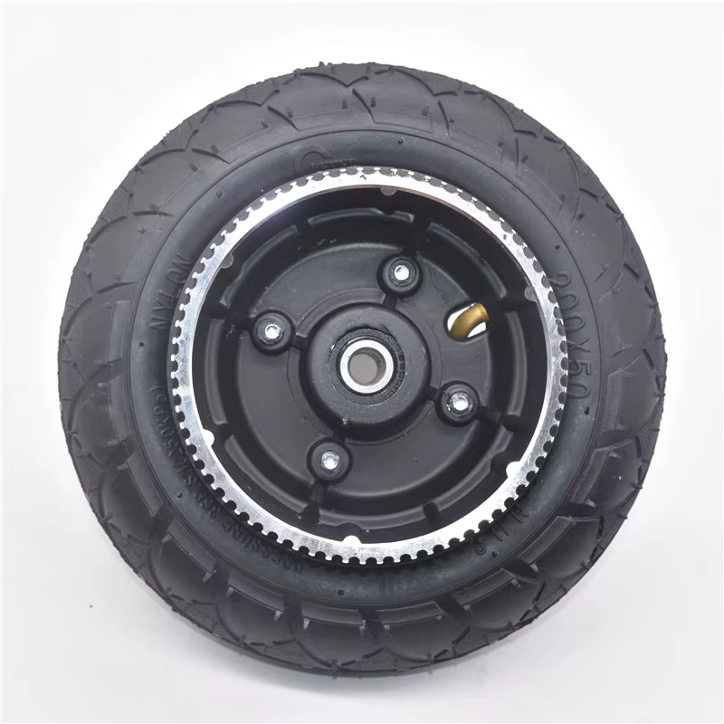 Roues 200X50 avec engrenage d'entraînement Roue 8X2 pouces pour skateboard électrique de 8 pouces avec engrenage, poulie de puissance, roue gonflable en alliage d'aluminium
