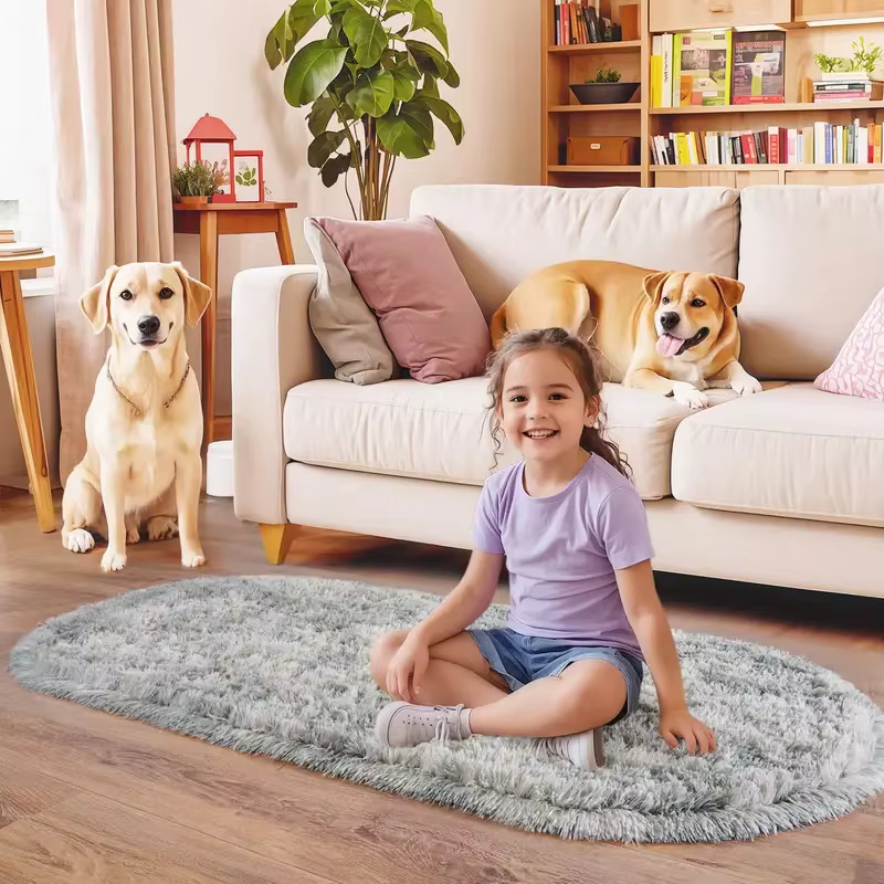 Tapis gris clair tie-dye