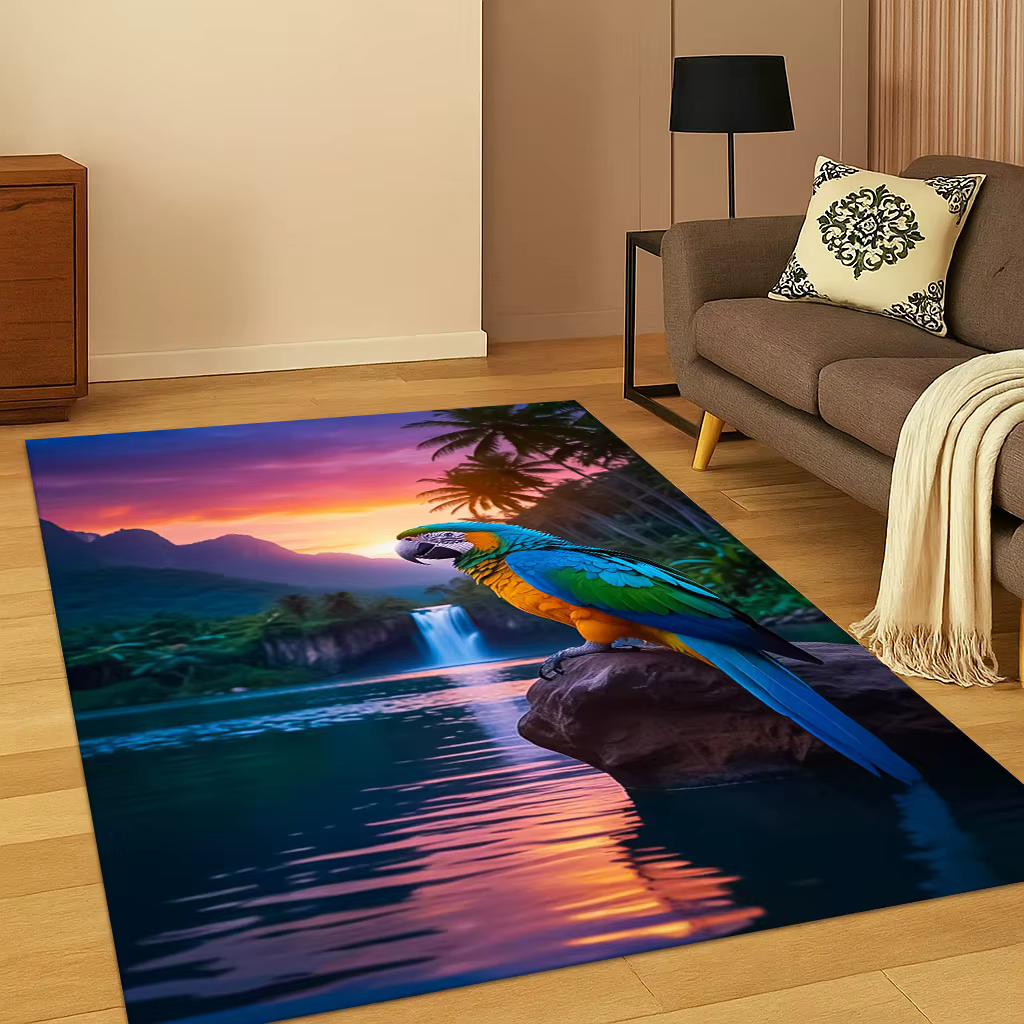 Tapis coloré ara perruche oiseau perroquet tapis pour salon canapé maison chambre paillasson décor, salle de jeux tapis antidérapant cadeau