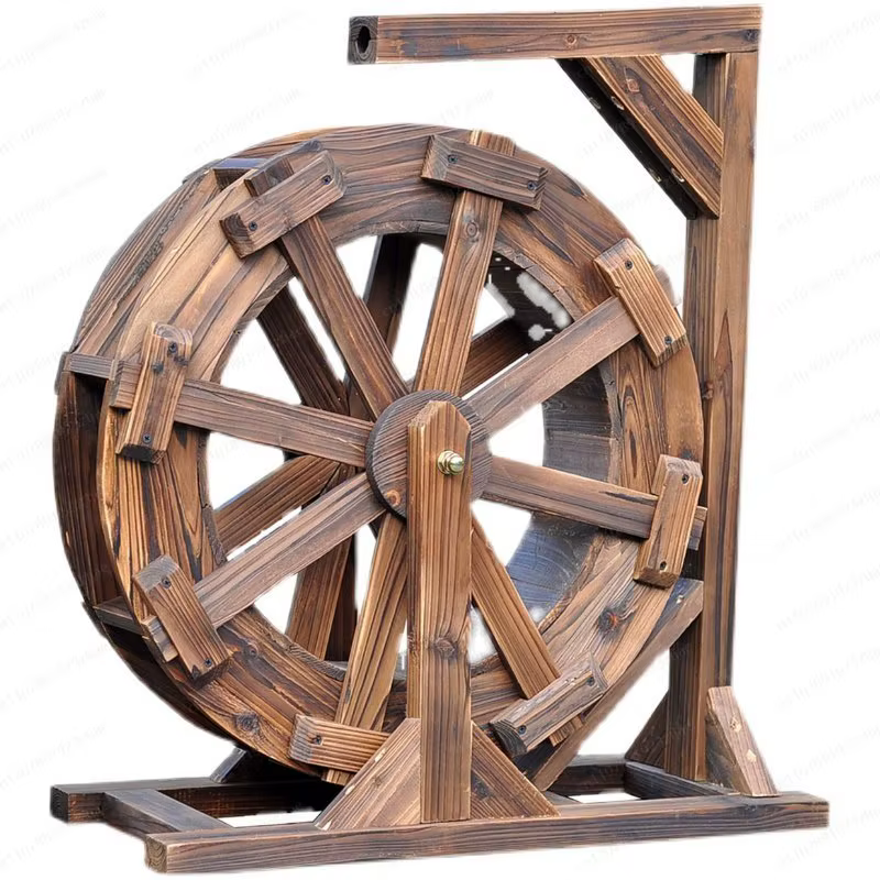 Petite roue à eau en bois anti-corrosion, roue à eau rotative d'extérieur Feng Shui, ornement de roue rotative