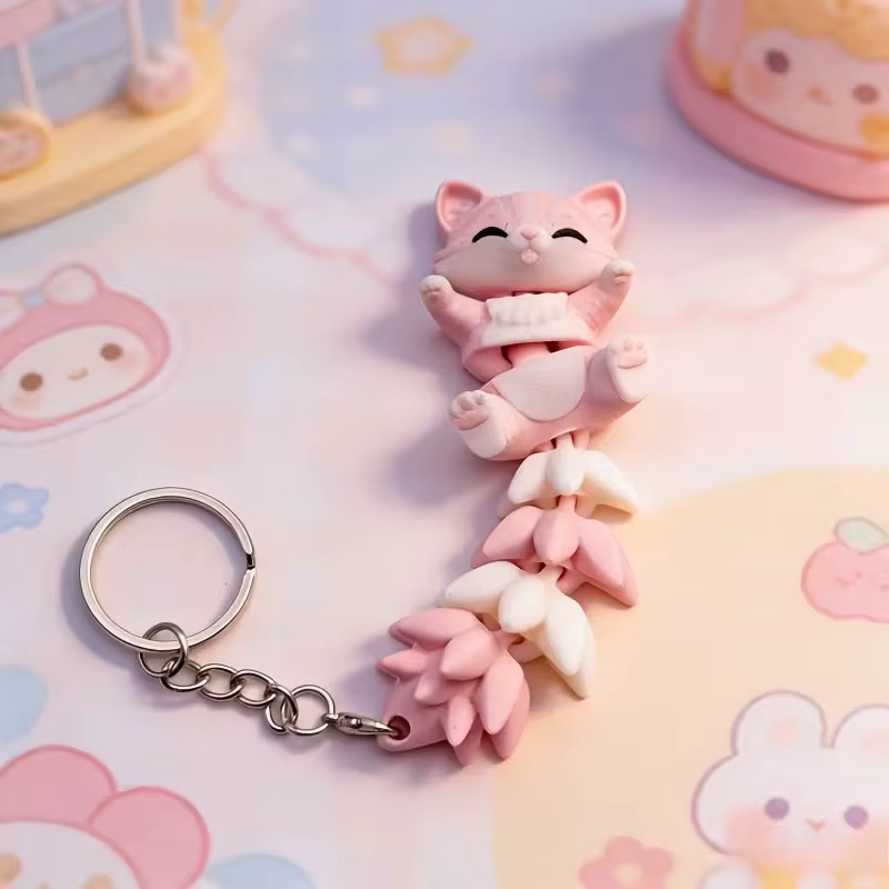 Porte-clés chat rose mignon, un accessoire adorable adapté aux sacs à main, aux sacs à dos et aux portefeuilles