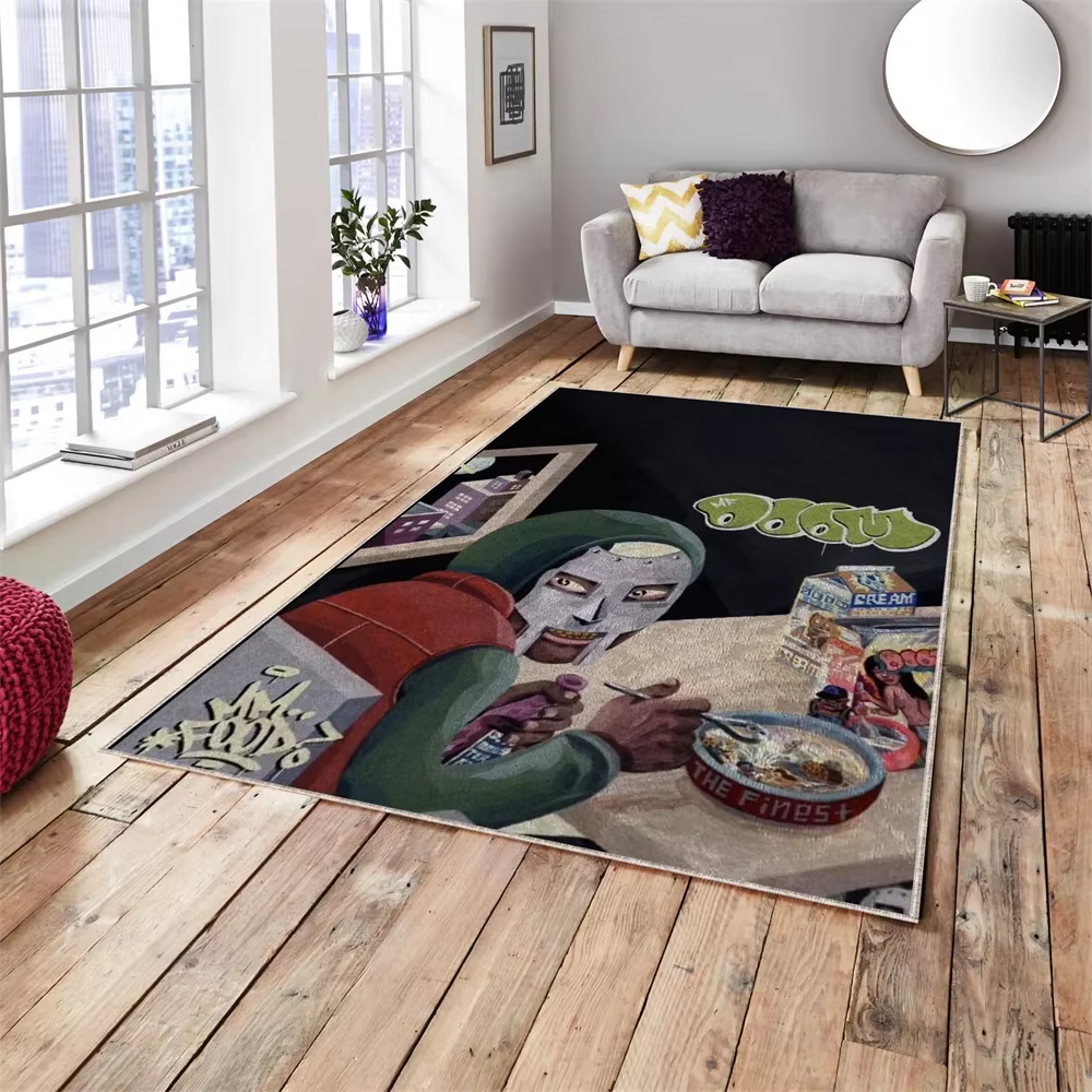 Tapis de couverture d'album Doom, décoration de couverture d'album hip-hop MF DOOM tapis décoratif de groupe de musique hip-hop tapis populaire de maison moderne