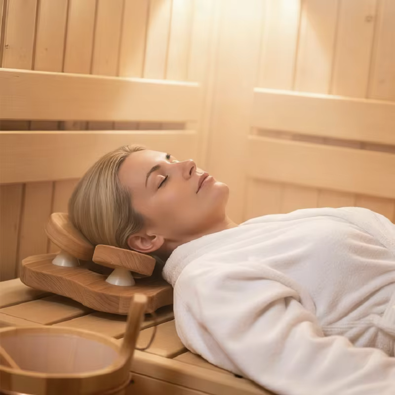 360 °   Oreiller de sauna à support réglable avec disque rotatif, accessoire de sauna