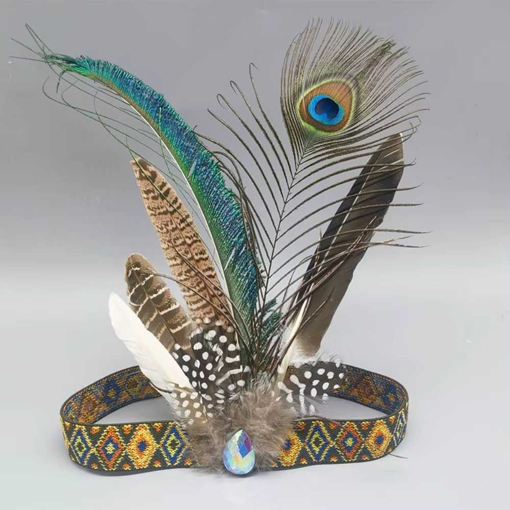 Serre-tête ethnique à plumes, coloré et léger, style indien, ornement capillaire pour célébrations