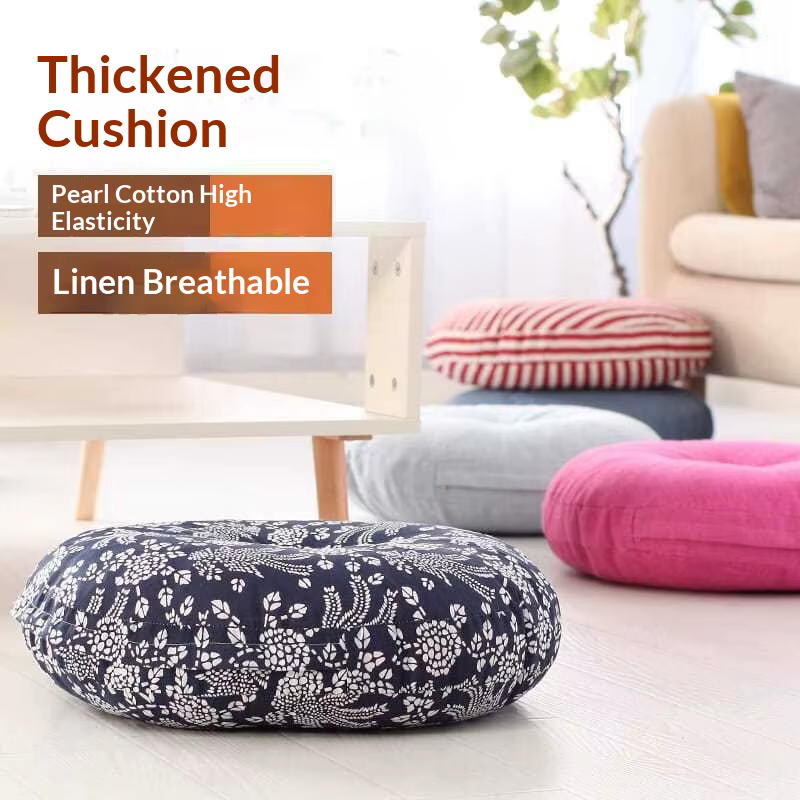 Grand coussin de méditation Zafu en lin pour fenêtre en baie