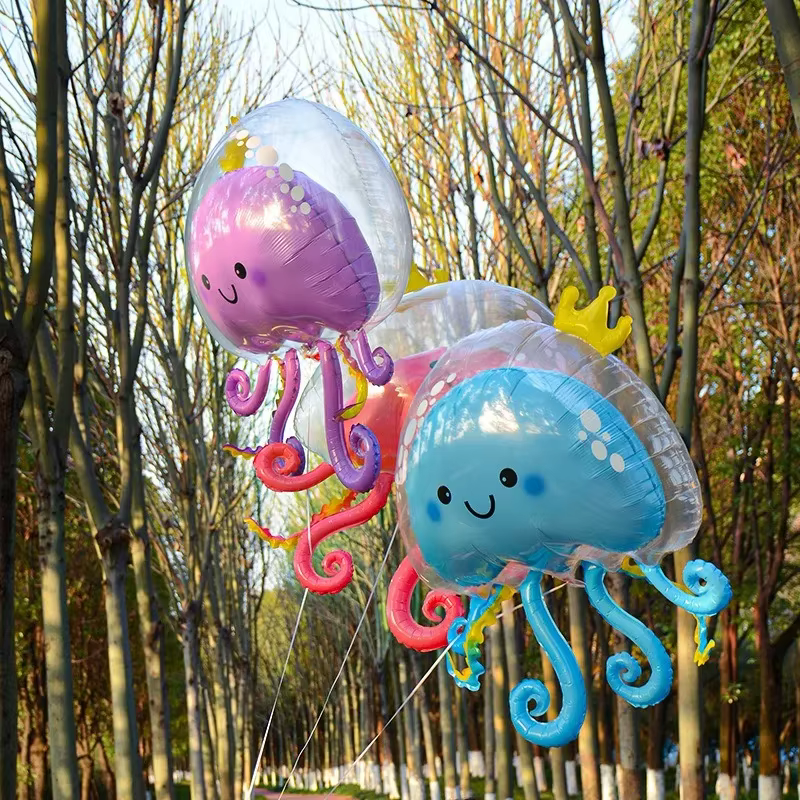 Ballon Méduse de dessin animé, créatures sous-marines, ballon d'anniversaire pour enfants, ballon d'anniversaire sirène fille garçon, ballon méduse pour baby shower