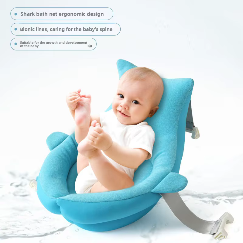 Coussin de bain pliable en forme de requin pour nouveau-né, tapis de bain portable, siège souple, tapis de jeu pour baby shower