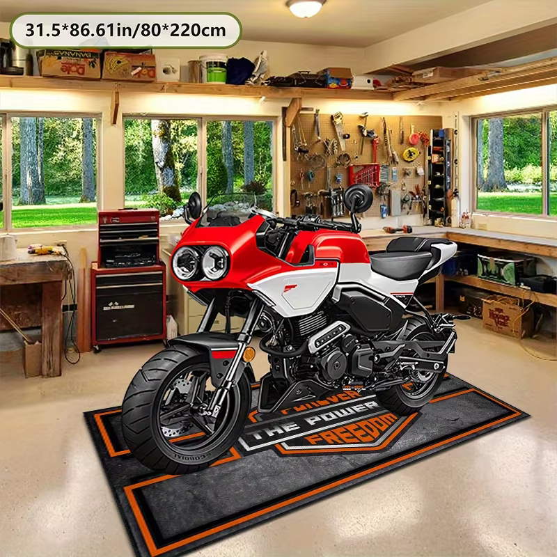 Tapis de sol pour garage de moto VIKAMA, antidérapant, résistant à l'usure, tapis de présentation pour course, protection et décoration intérieure/extérieure